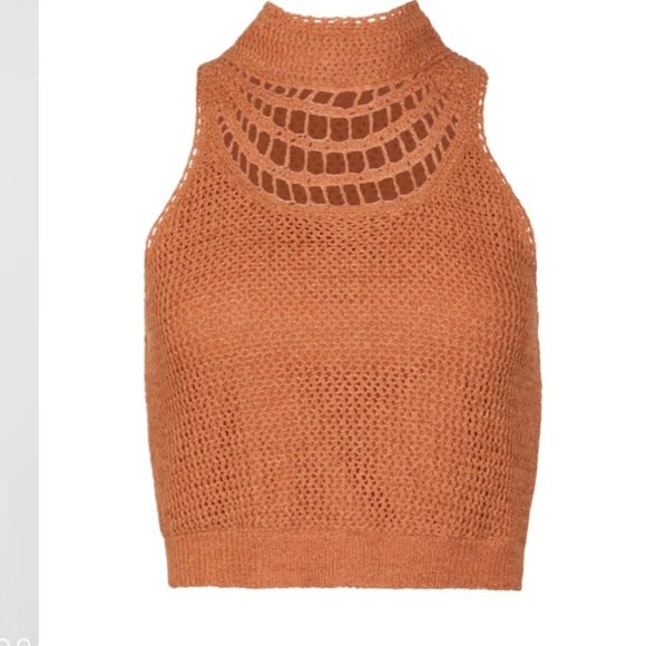 BCBG MAXAZRIA CROCHET KNIT TURTLENECK CROP TOP - Picture 7 of 7